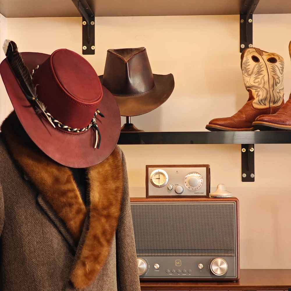 Artisan Crafted Red Gambler Hat – One-of-a-Kind Western Elegance