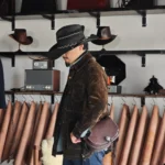 Customizable hand sewn and handknitting leather hat | cowboy hat | special gift for cowboys and cowgirls | specail party hat