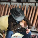 Customizable hand sewn and handknitting leather hat | cowboy hat | special gift for cowboys and cowgirls | specail party hat
