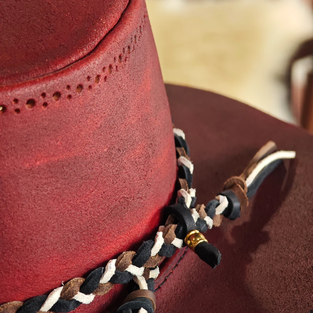 Artisan Crafted Red Gambler Hat – One-of-a-Kind Western Elegance