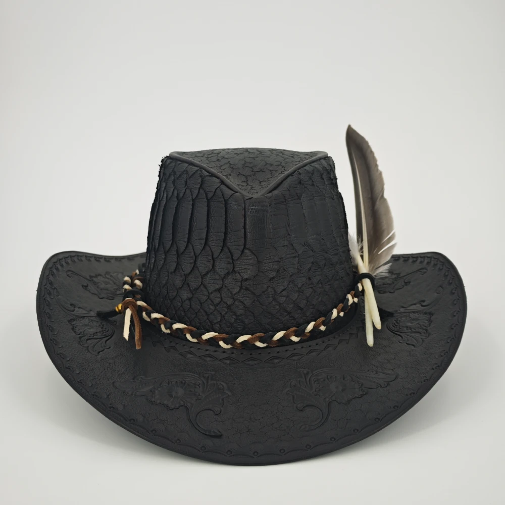 Layne Handcrafted Python and Leather Cowboy Hat