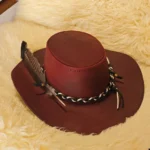 Artisan Crafted Red Gambler Hat – One-of-a-Kind Western Elegance