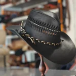 Customizable hand sewn and handknitting leather hat | cowboy hat | special gift for cowboys and cowgirls | specail party hat