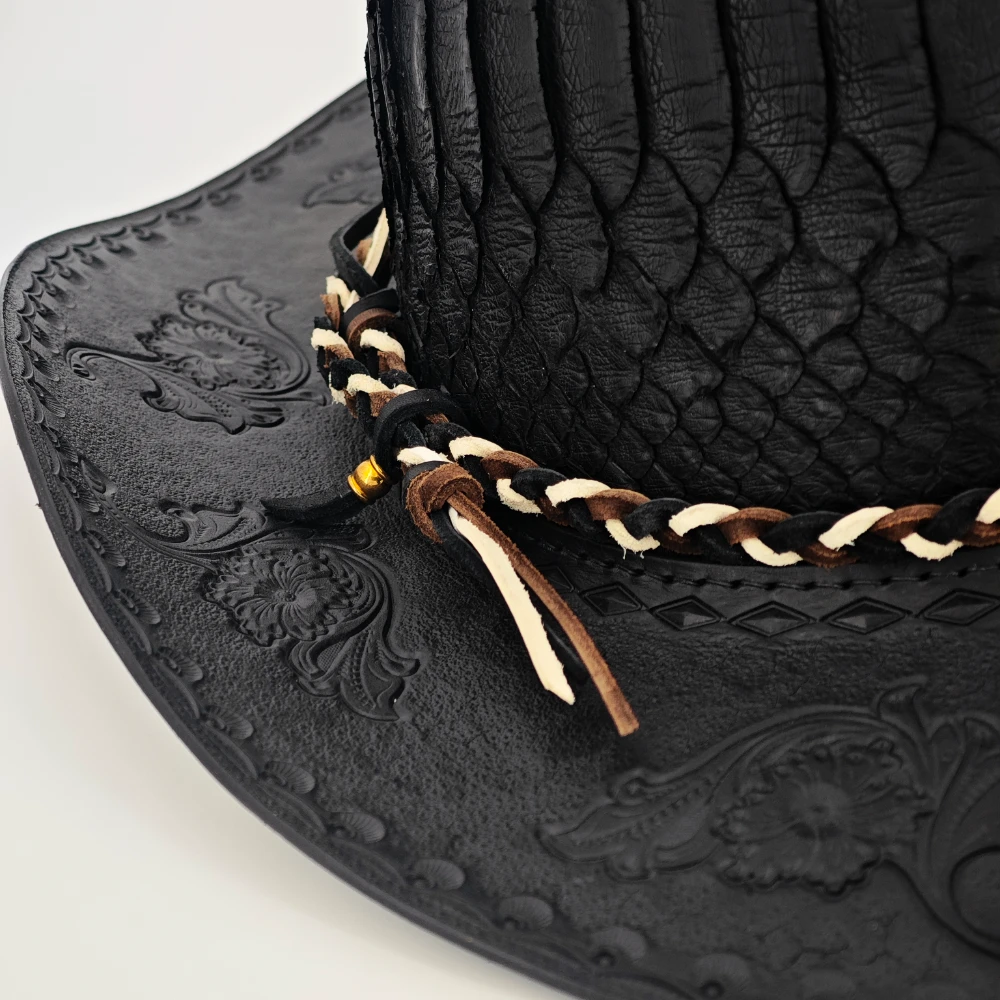 Layne Handcrafted Python and Leather Cowboy Hat