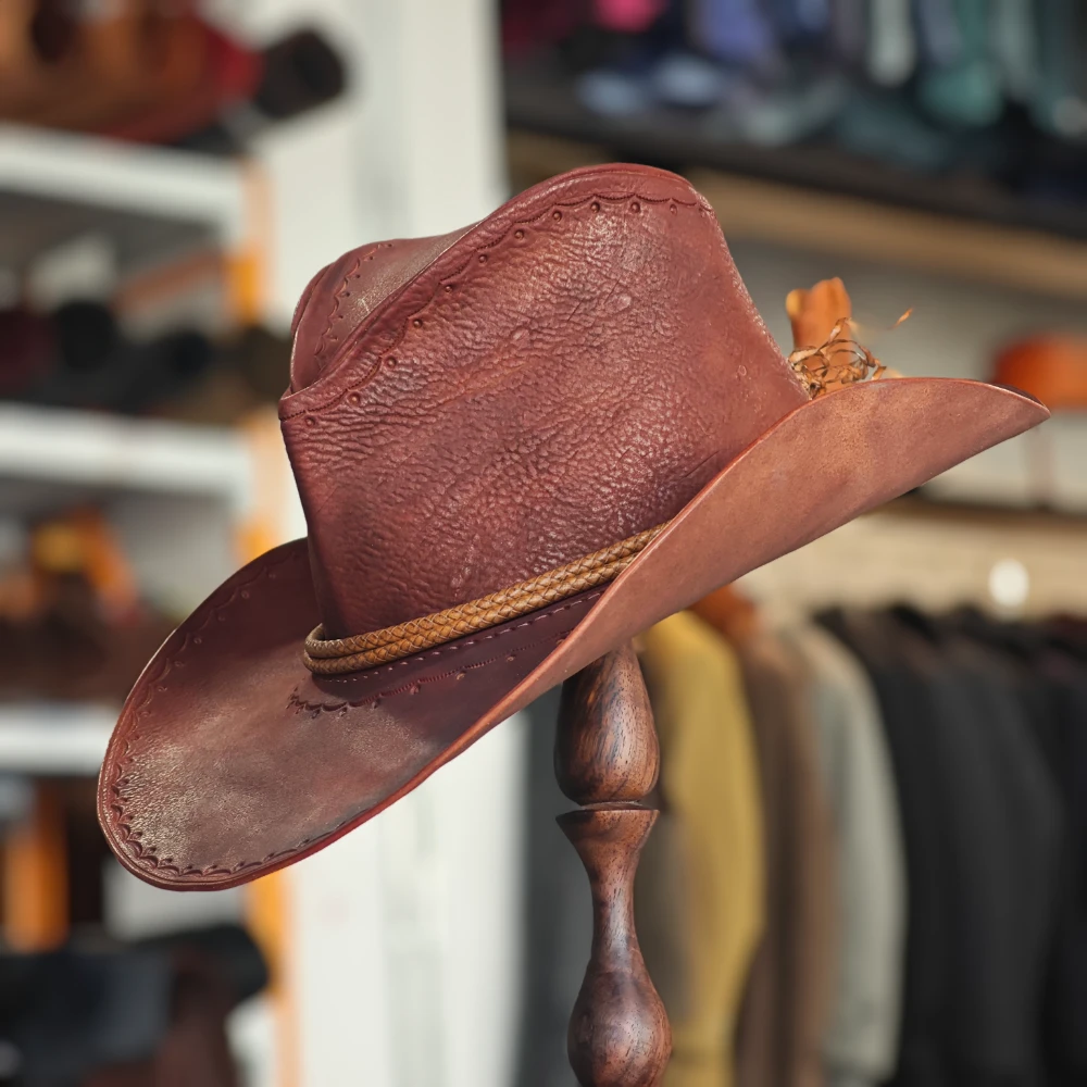 Bison skin cowboy hat Wild west style cowboy hat Customizable gifts Special Valentine's Day gift