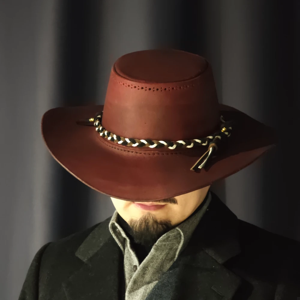 Artisan Crafted Red Gambler Hat – One-of-a-Kind Western Elegance