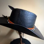 Handmade Cowboy Hat in Alligator Leather, Unique Square Patterned Belly Band｜Ideal for Western Style Lovers