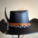 Handmade Cowboy Hat in Alligator Leather, Unique Square Patterned Belly Band｜Ideal for Western Style Lovers